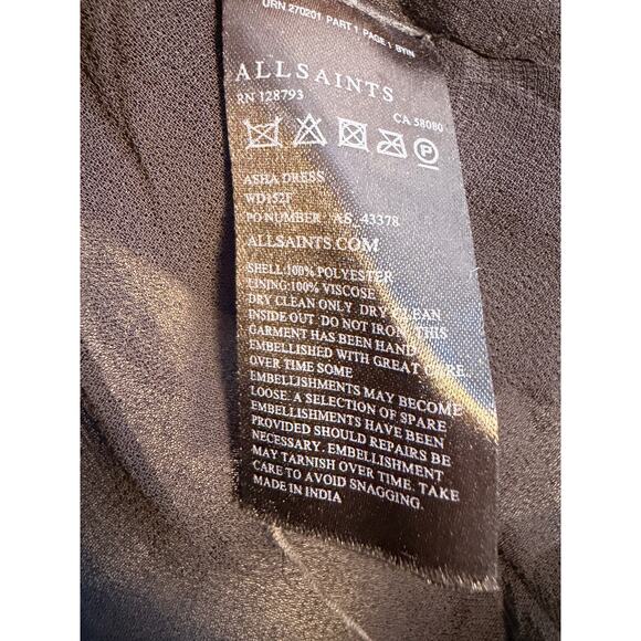 AllSaints Black Lace Chain Detail Cocktail Dress Size US 4 - Picture 9 of 9